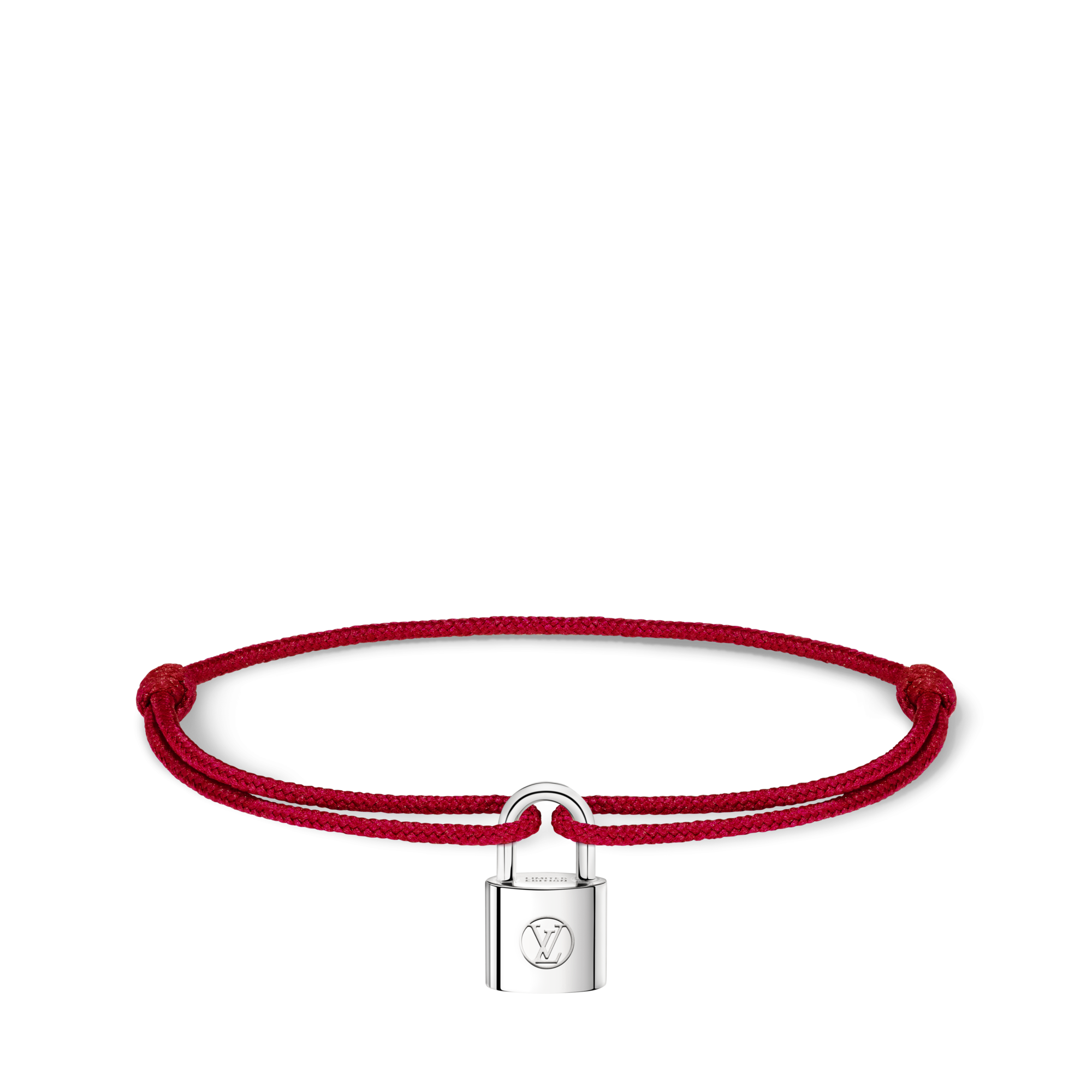 Silver Lockit Bracelet, Sterling Silver and Red Polyester Cord